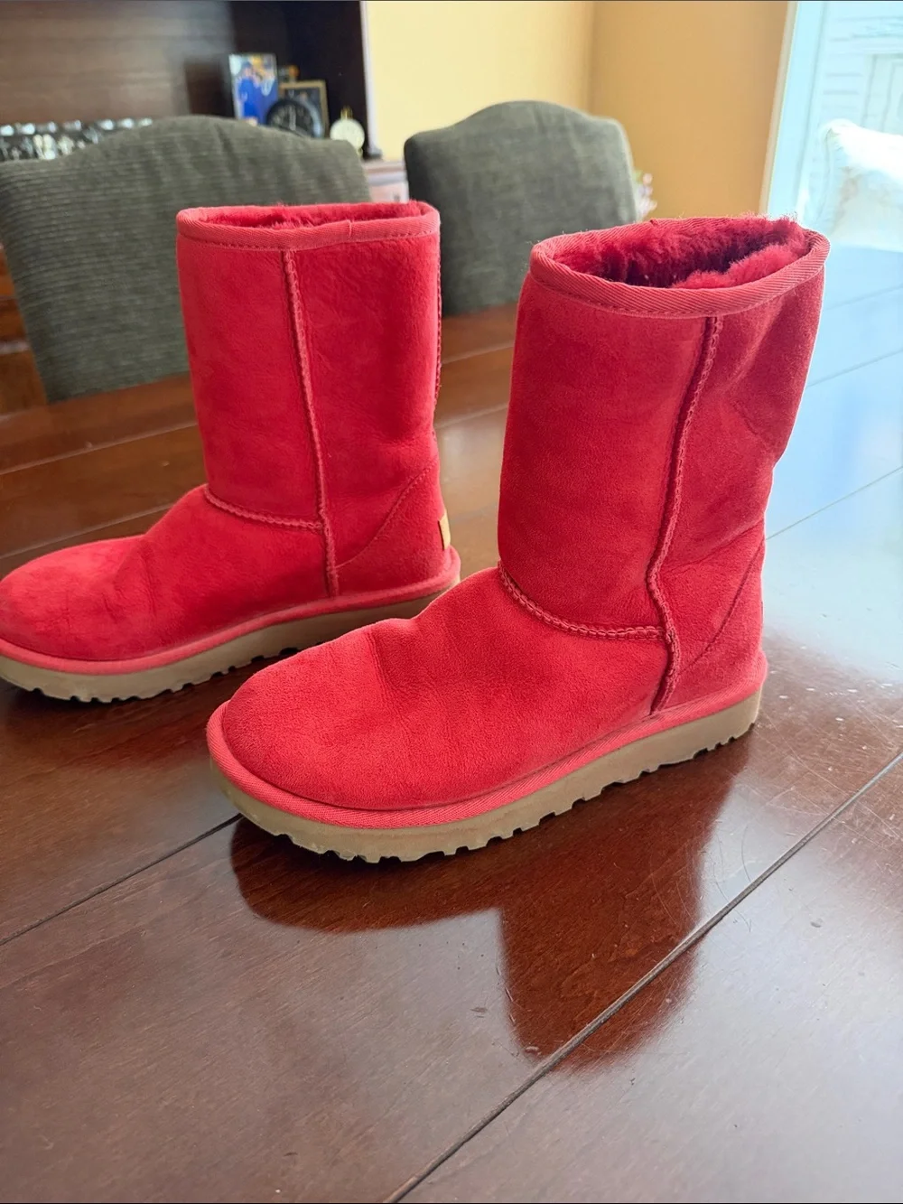 UGG Bright Red Classic Mid Calf Suede Boots